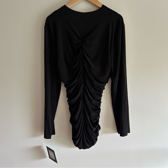 Norma Kamali Tops - Norma Kamali Black V-Neck Slinky Long Sleeve Black Top sz XL